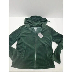 Peck & Peck Relaxed Emerald Green Velour Sweatshirt Women's Size Large NWT